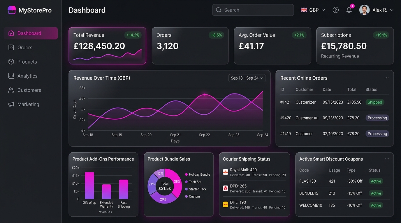 MyStorePro Advanced E-Commerce Dashboard Interface